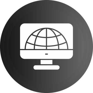 küresel bilgisayar izleme simgesi, basit vektör çizimi izole edildi