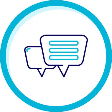 Mavi çizgi baloncuk sohbet simgesi beyaz arkaplanda izole edildi. Konuşma baloncukları simgesi. İletişim yorum sohbet sembolü. Mavi daire rastgele noktalar. vektör