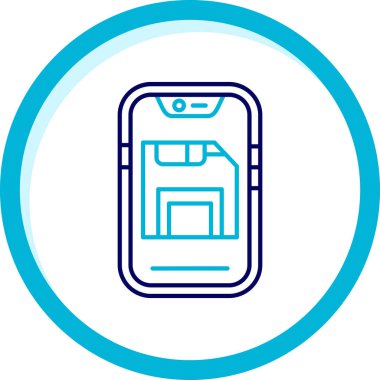 Mavi simgeli cep telefonu, resimleme, beyaz arkaplan üzerinde vektör