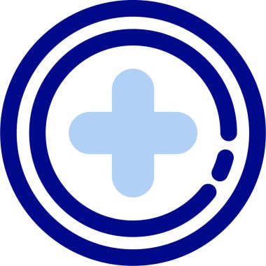 Tıbbi bakım vektör ikonu. biçim düz sembol, kobalt rengi, yuvarlak açılar, beyaz arkaplan.