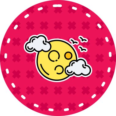 Sevimli ve çizgi film karakteri sarı ve kırmızı yuvarlak bulutun vektör çizimi.