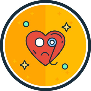 Yüz simgesi olan kalp, vektör illüstrasyonu