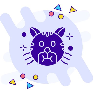 Beyaz arka planda siyah çizgi kedi simgesi izole edildi. Rastgele dinamik şekiller. vektör illüstrasyonu