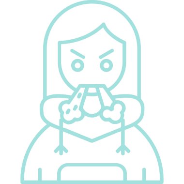 Virüs ikonlu kadın ve maske, satır tasarımı