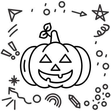 balkabağı, balkabağı, yarasa, örümcek ağı, cadılar bayramı, çizgi simgesi seti