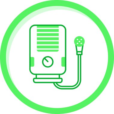 Beyaz arkaplanda yeşil çizgi elektrikli ısıtıcı simgesi izole edildi. Uzaktan kumandalı kızılötesi ısıtıcı. Kontrol kontrolü. vektör illüstrasyonu