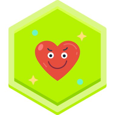 Düz biçim simgesinde düz kırmızı kalp vektörü izole edildi