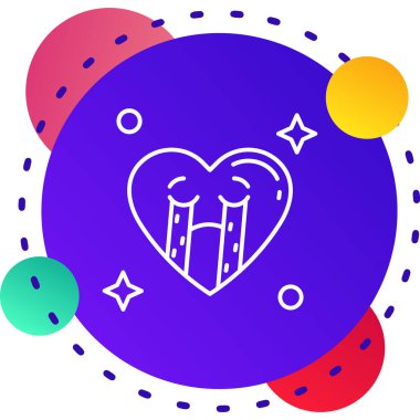 Beyaz arka planda izole edilmiş kalp ikonu olan çizgi kalp. Sevgililer Günü. Birleşme ve tutkuyla bağlı. Sevgililer günün kutlu olsun. Renkli özet kavramı.