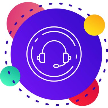 Renkli kulaklık simgesi beyaz arkaplanda izole edildi. Kulaklık. Yardım hattı, müşteri hizmetleri merkezi, faq, operatör konsepti. Değişken rastgele dinamik şekiller. vektör