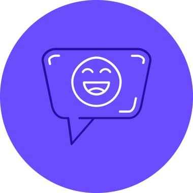 Beyaz arkaplanda izole edilmiş gülümseme simgesine sahip konuşma balonu