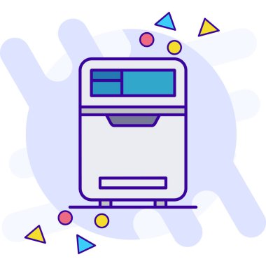 makine simgesi. Web için yazıcı vektör simgelerinin özet çizimi