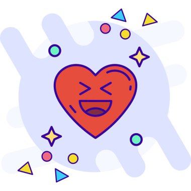 Komik bir kalp ikonu. Beyaz izole edilmiş arka planda kalp vektör çizimi. Aşk sıçrama etkisi iş konsepti.