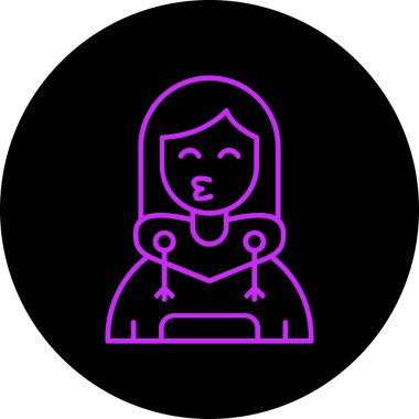 Maske simgesi olan kadın, basit vektör çizimi