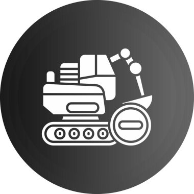 Sanayi robotu ikonu. Vektör çizimi. siyah ve beyaz simgesi.