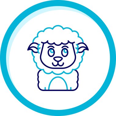 Çerçeve dairesel çizim tasarımı olan sevimli koyun hayvanı