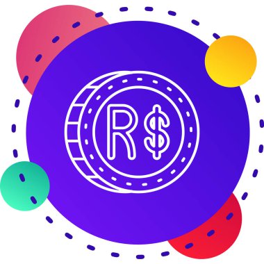 Beyaz arkaplanda dolar sembolü olan çizgi para sikkesi. Bankacılık para birimi işareti. Para sembolü. Renkli taslak konsepti. vektör.