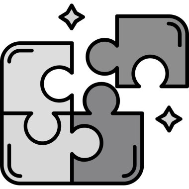 Yapboz simgesi. Web için bulmaca vektör simgelerinin özet çizimi