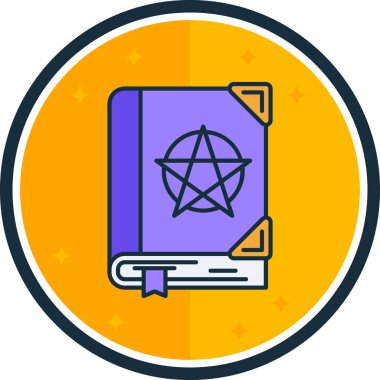 Sihirli kitap simgesi, vektör illüstrasyonu