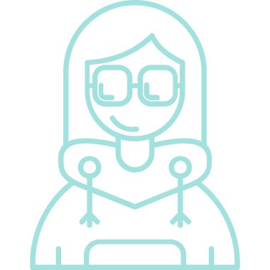 Eşarplı ve gözlüklü kadın avatarı vektör çizim tasarımı