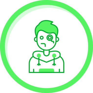 Dizüstü bilgisayarı olan yeşil bir adamın vektör çizimi