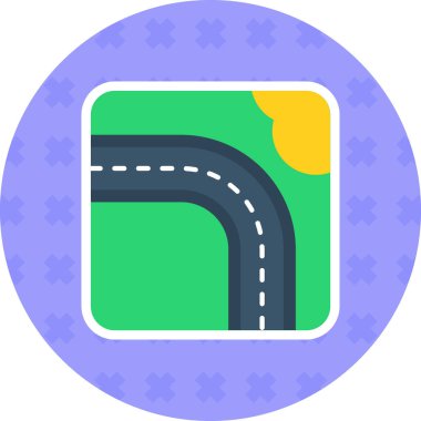 Trafik yol simgesi. Web için yol vektör simgelerinin özet çizimi