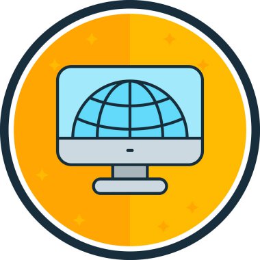 Bilgisayar monitörü simgesi. vektör illüstrasyonu