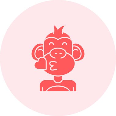 Kırmızı kurdeleli ve yuvarlak başlı maymun kafası