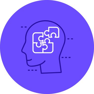 Beyaz arka planda izole edilmiş ana hatlı kafa ve insan beyni ikonu. vektör