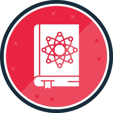 Atom simgesi olan bir dizüstü bilgisayarın vektör çizimi