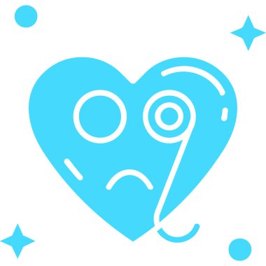 Kalbi kırık bir kalp, çizgi film stili.