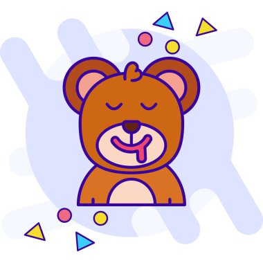 Partiden çıkmış dilli şirin çizgi film ayısının vektör çizimi