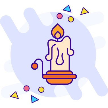 Beyaz arkaplanda izole edilmiş ana hatlı mum simgesi. mum sembolü