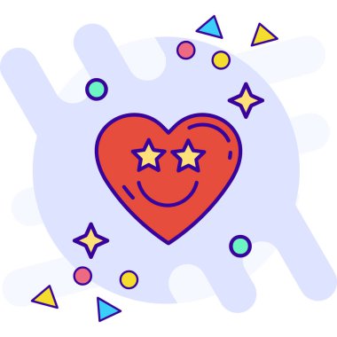 Beyaz zemin üzerinde bir yıldız olan kırmızı bir kalbin vektör çizimi