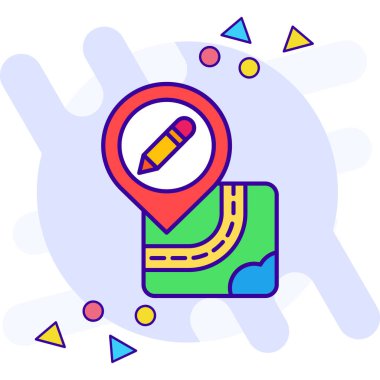 Harita yön bulma simgesi çizgi roman tarzında. konum navigasyon çizgi film vektör illüstrasyonu beyaz arkaplanda izole. GPS navigasyon iş efekti konsepti sıçrama efekti