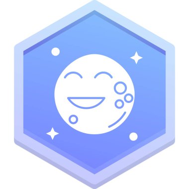 Beyaz arka planda izole edilmiş çizgi film tarzında mutlu ay simgesi. seyahat sembolü çizimi.