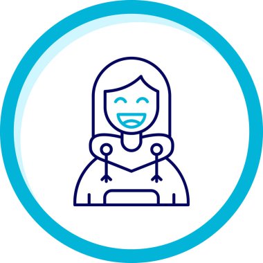 Eşarplı ve gülümseyen vektör illüstrasyon tasarımlı kadın karakter