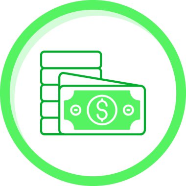 para dolar düz yuvarlanmış vektör simgesi