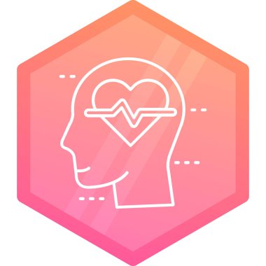 Beyaz arka planda izole edilmiş kalp sembolü simgesi olan renk çizgisi insan kafası. Değişken rastgele dinamik şekiller. vektör.