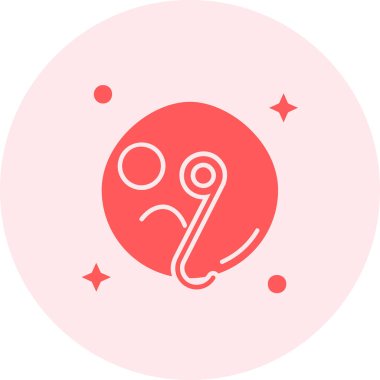 Kırmızı ve siyah yuvarlak bir çizgi film ikonunun vektör çizimi