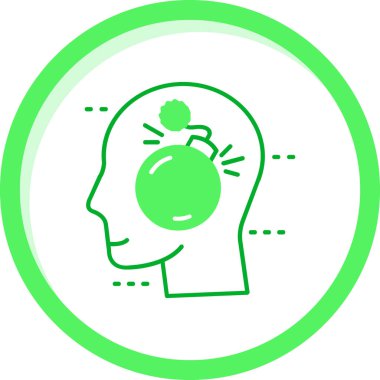 Beyaz arka planda izole edilmiş beyin ikonu olan çizgi insan kafası. Renkli taslak konsepti. vektör