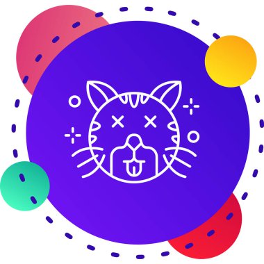 Beyaz arkaplanda izole edilmiş renkli kedi simgesi. Kademeli rastgele dinamik şekiller. Vektör İllüstrasyonu