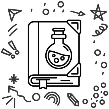 çizgi sihirli iksir ikonu beyaz arka planda izole. İksirli sihirli değnek. Cadılar Bayramı partisi ikonu. Renkli taslak konsepti. vektör.