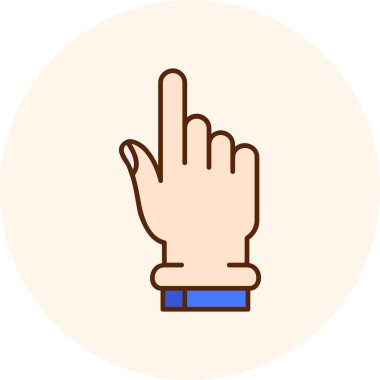 İşaret parmağı simgesi olan el. Düz renk çizimi. vektör illüstrasyonu.