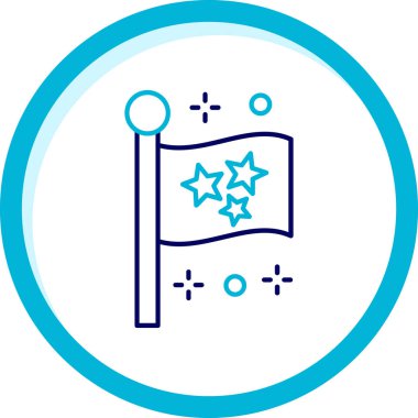 Beyaz arkaplanda mavi çizgi simgesi izole edildi. Bayrak konum işareti. Ulusal konum belirleyici sembolü. vektör illüstrasyonu