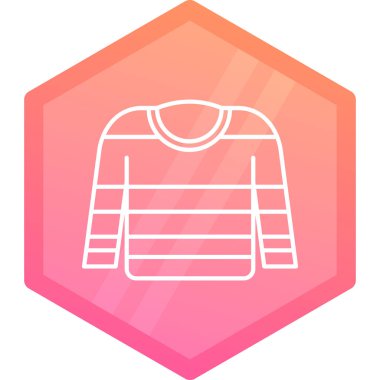 Beyaz arkaplanda izole edilmiş renkli süveter simgesi. Kış ikonu. Kazak işareti. Rastgele dinamik şekiller. vektör illüstrasyonu