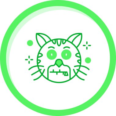 Beyaz arka planda yeşil ve beyaz çizgi kedi simgesi izole edildi. Renkli taslak konsepti. vektör.