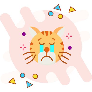 Gözlü kedi yüzü, illüstrasyon, beyaz arkaplanda vektör