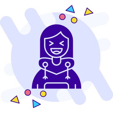 Sırt çantası simgesi olan kız, vektör illüstrasyonu