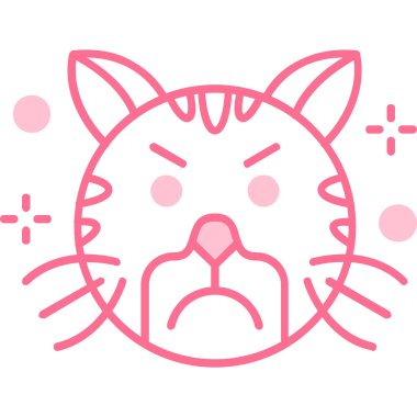 çizgi kedi yüzü simgesi beyaz arkaplanda izole edildi. Hayvan işareti. Renkli taslak konsepti. vektör