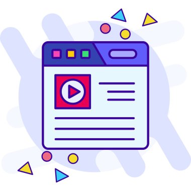 Video oynatıcı simge vektörü. İnce çizgi işareti. izole edilmiş sınır sembolü çizimi